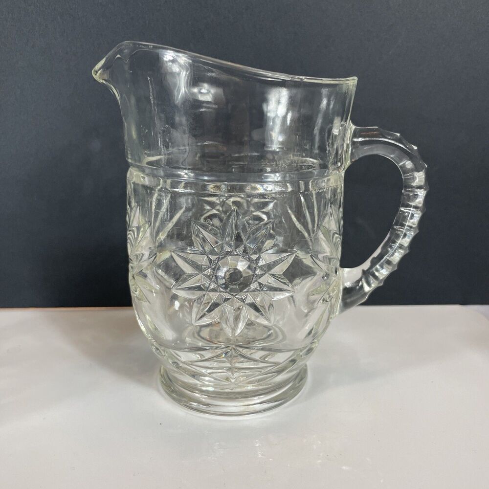 Anchor Hocking Prescut Star of David Creamers & Sugar Bowl Lid Vtg MCM - Picture 2 of 16